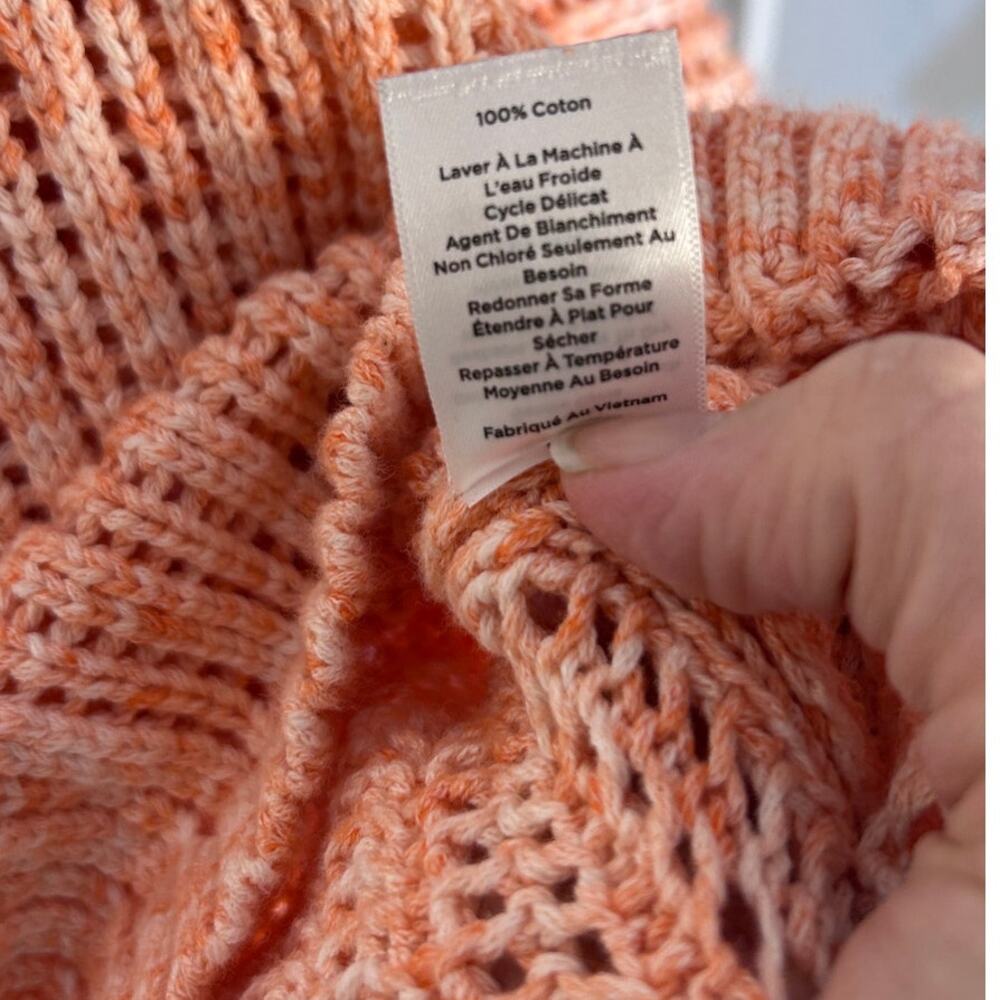 Talbot's Women's Size S Petite Peachy Orange Open Knit Pullover Sweater #0140 - Picture 7 of 7